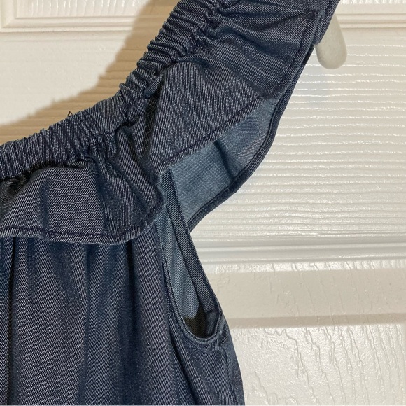 Denim & Supply Ralph Lauren Women’s Cotton Ruffled Sleeveless Tank Top Blue Med - Picture 3 of 8